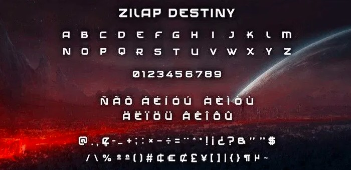 Zilap Destiny Font View